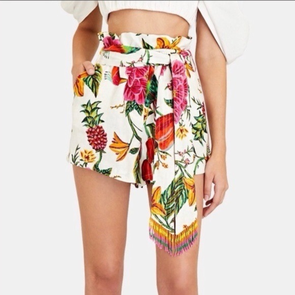Farm Rio TOUCANS GARDEN PAPERBAG SHORTS - Picture 1 of 5